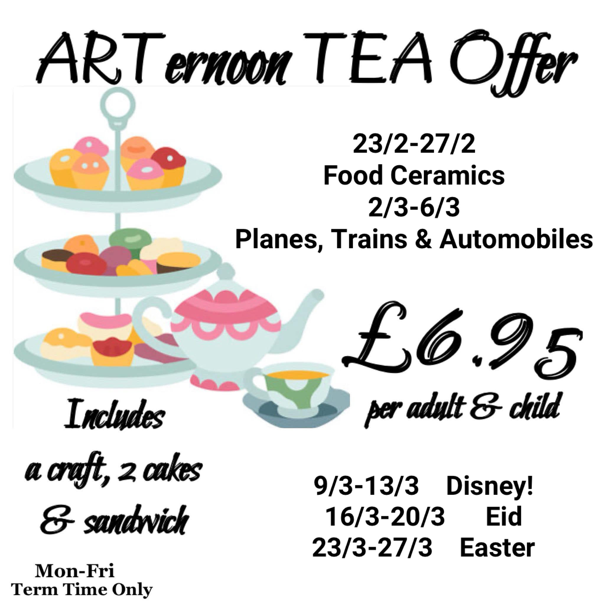 ARTernoon Tea Offer - Winter Term- Booking Available Soon