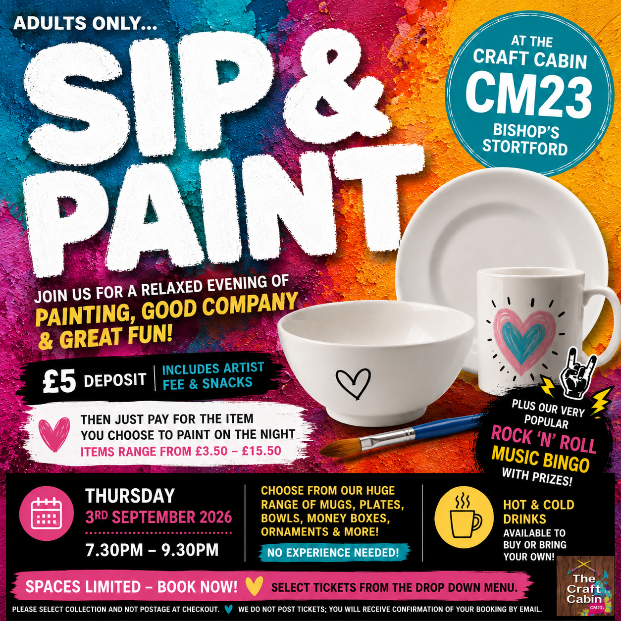 ADULT SIP & PAINT -EVENING OF PAINTING-Thursday 3rd September 7:30-9:30pm - Image 3